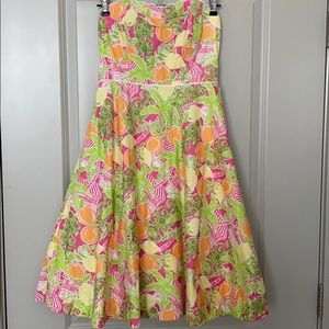 Vintage Lilly Pulitzer Strapless Dress Juice Bar 2